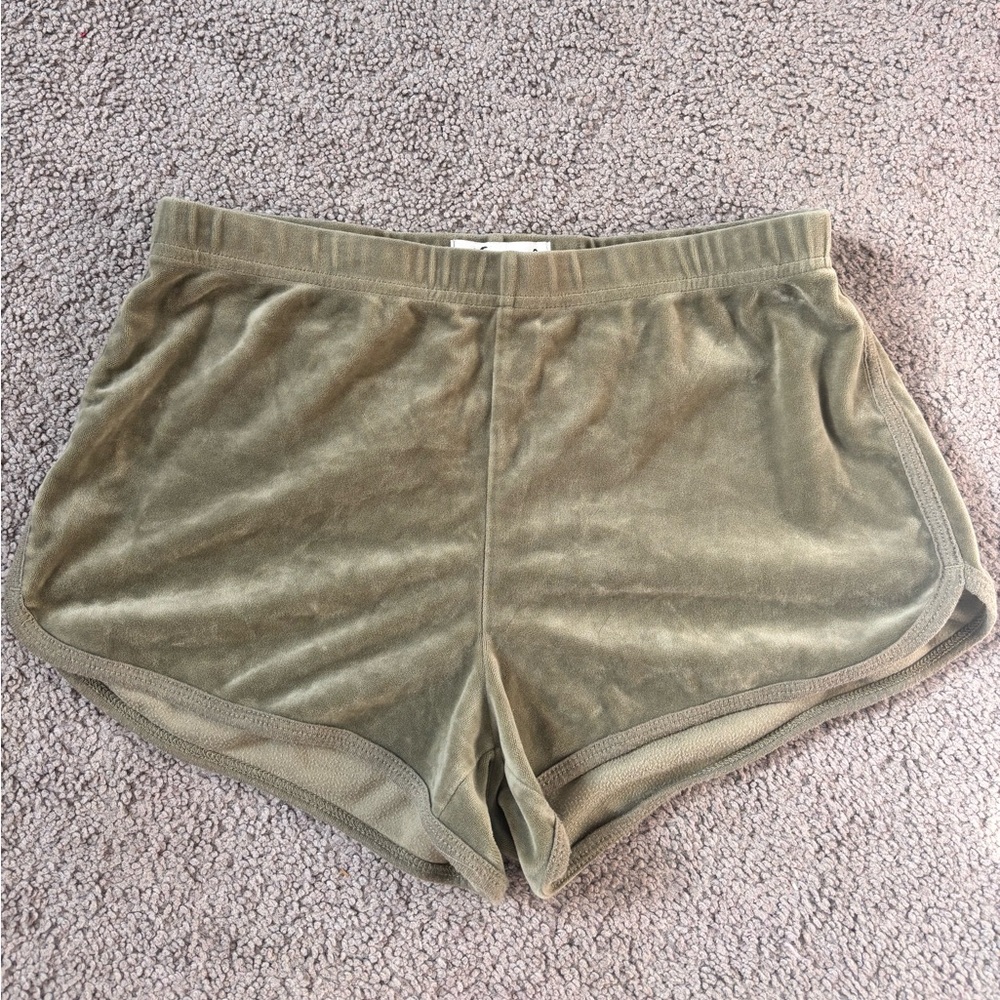 Hollister Olive Velour Athletic Shorts